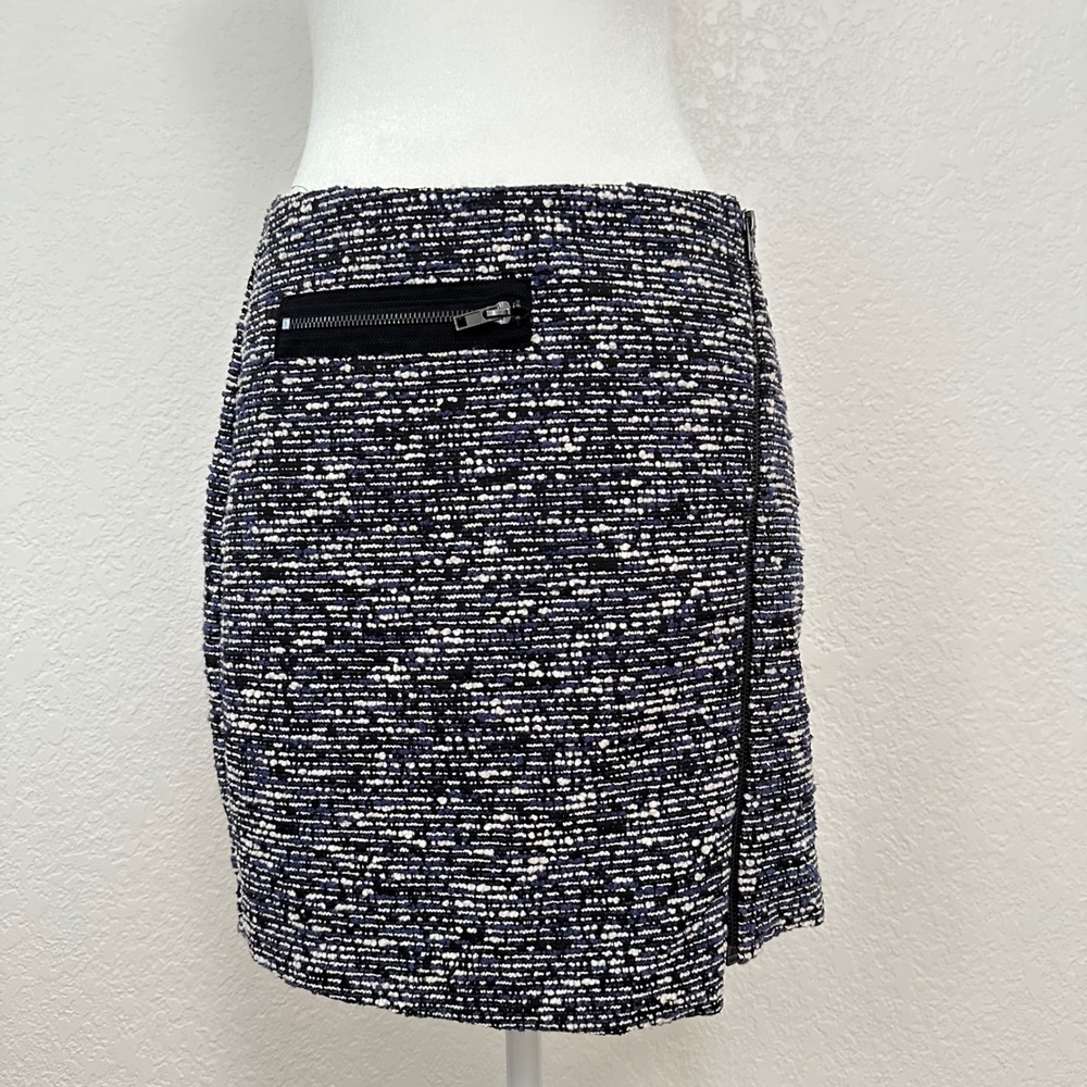 Forever 21 Y2K Tweed Mini Skirt‎ Womens Medium Blue White Edgy Grunge Preppy